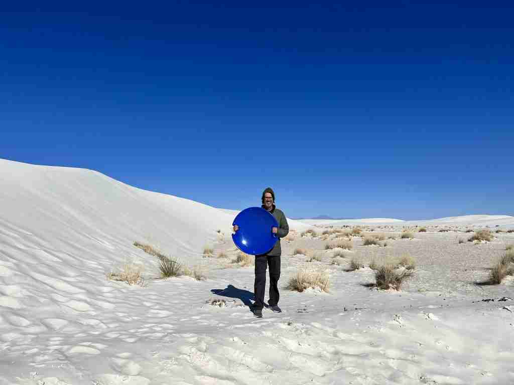 Ready to sled at White Sands National Park