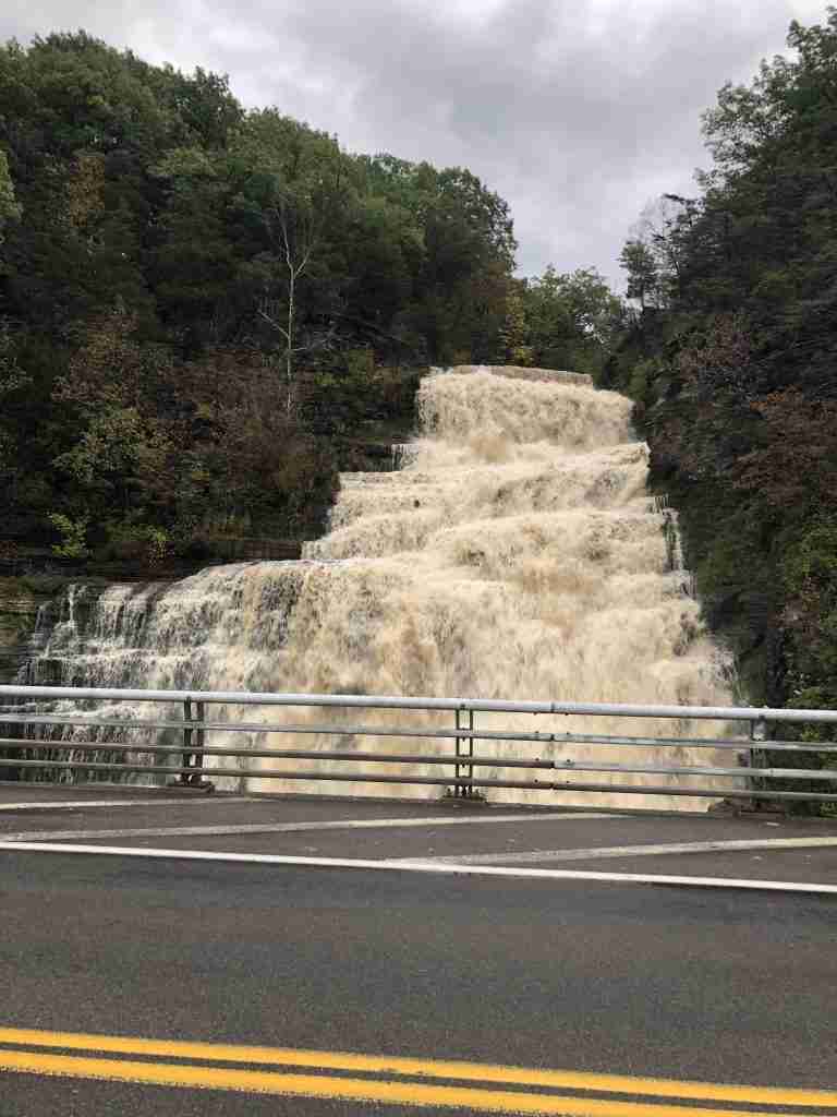 Hector Falls - waterfall next to the road in Finger Lakes, NY