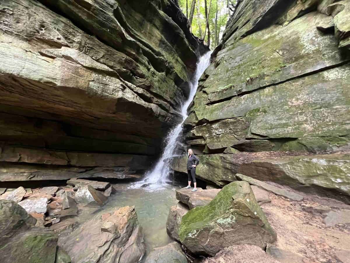 Julie at Brokern Rock Falls in Hocking Hills