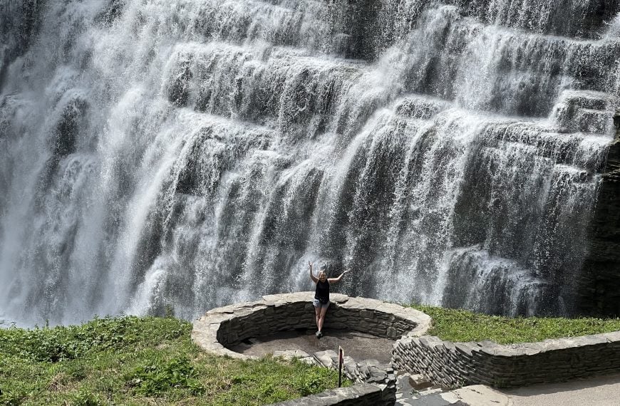 Julie at Middle Falls in Letchworth State Park