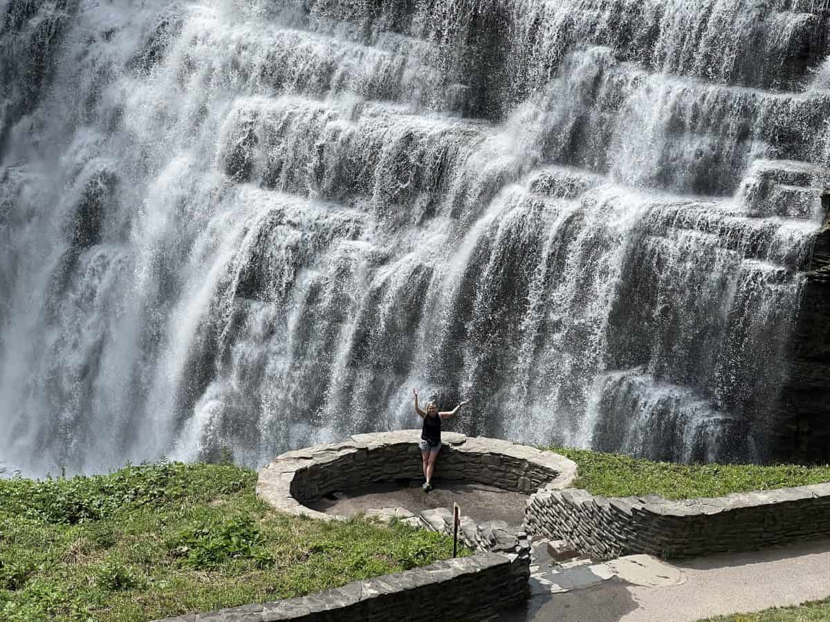 Julie at Middle Falls in Letchworth State Park