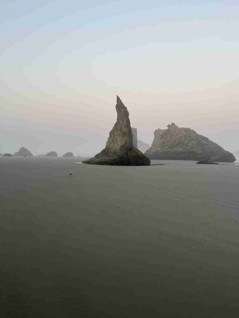 Wizard's Hat on a foggy morning at Bandon Beach