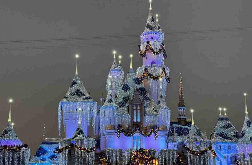 Disneyland castle at Christmas