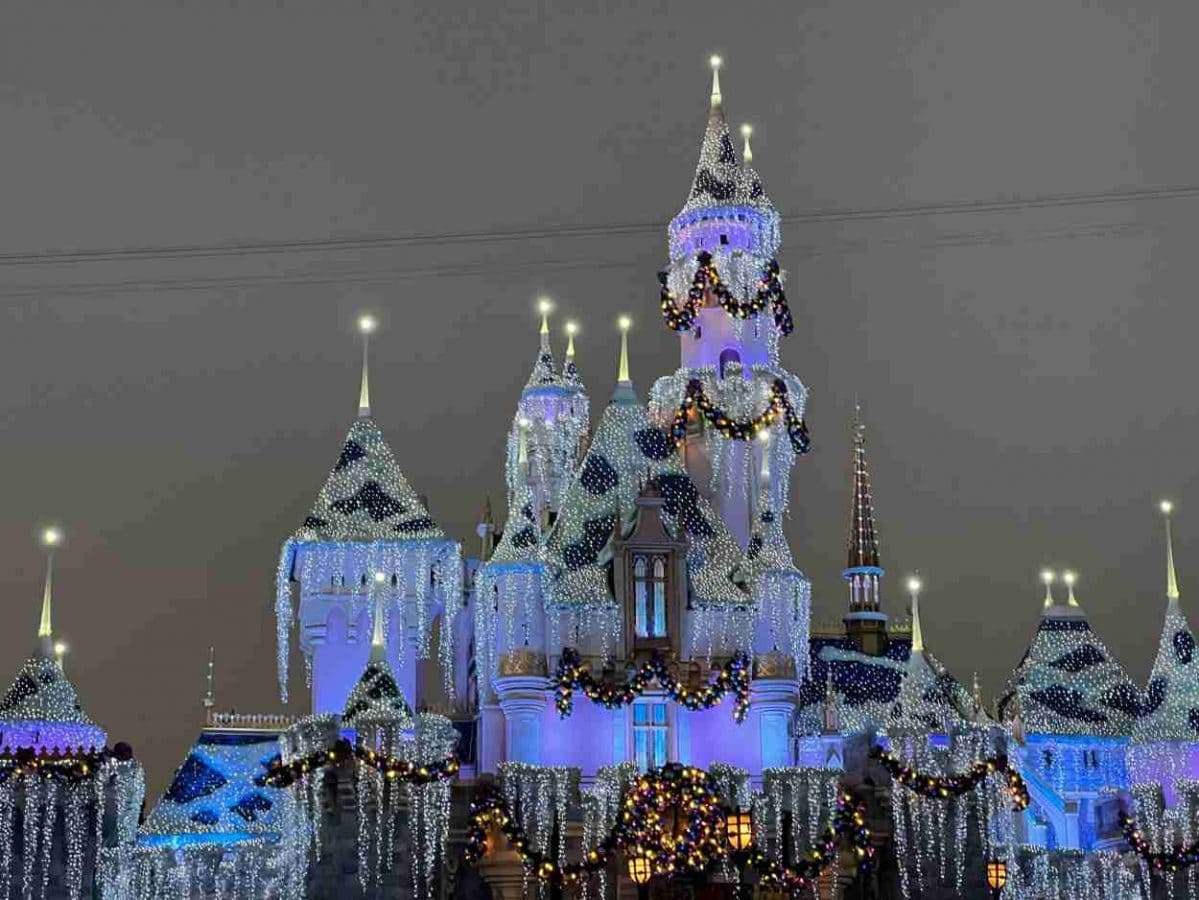 Disneyland castle at Christmas