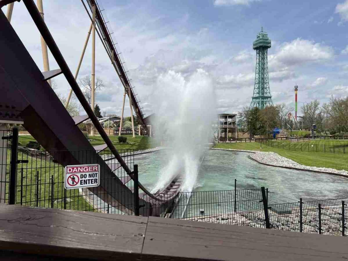 Splashdown from Diamondback roller coaster in Kings Island, OH