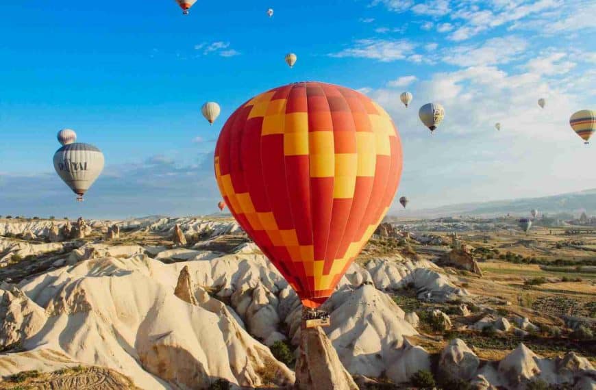 assorted-color hot air balloons floating