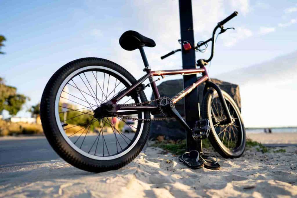 bike parked at beach
