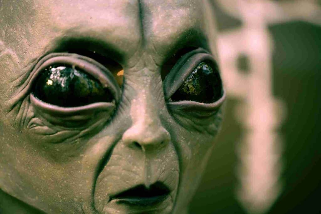 gray scale photo of alien face