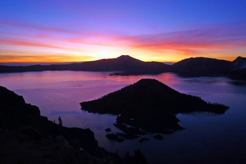 Crater Lake National Park at sunrise