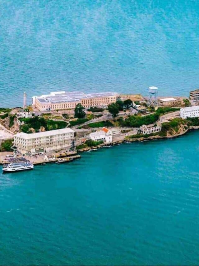 top view photography of Alcatraz in San Francisco Bay