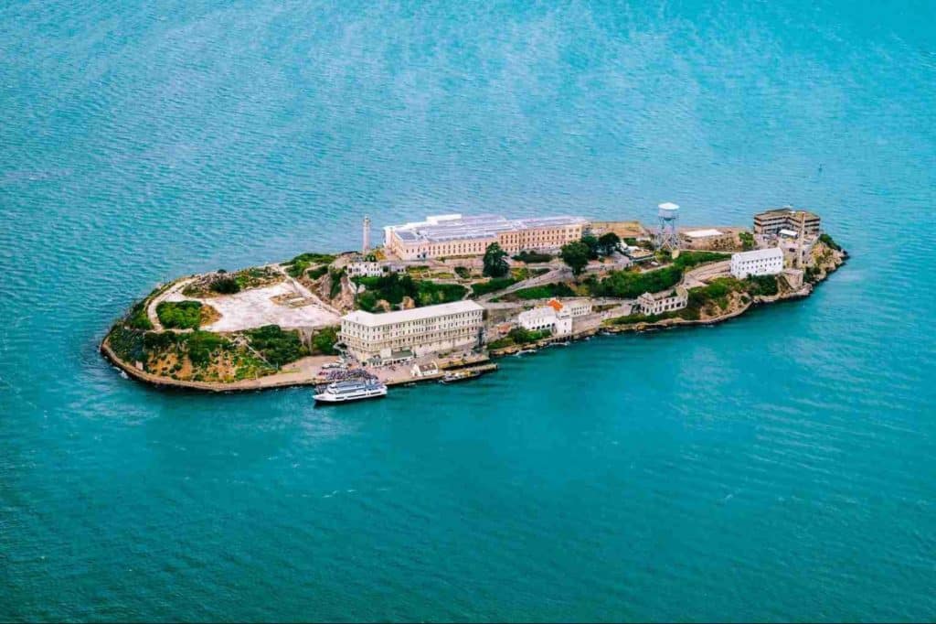 top view photography of Alcatraz in San Francisco Bay