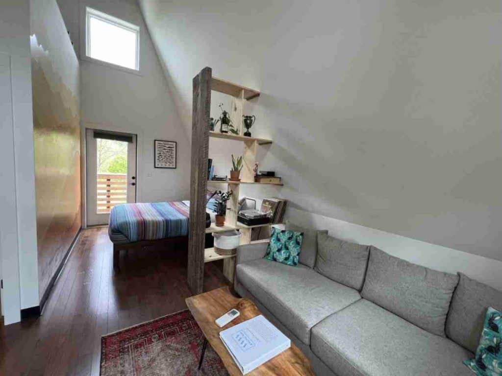 inside of A-frame cabin