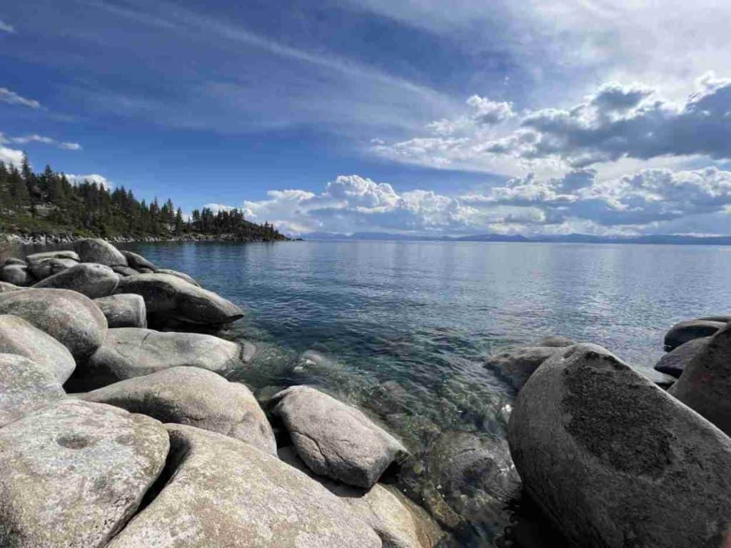 Large boulders along shore of Lake Tahoe