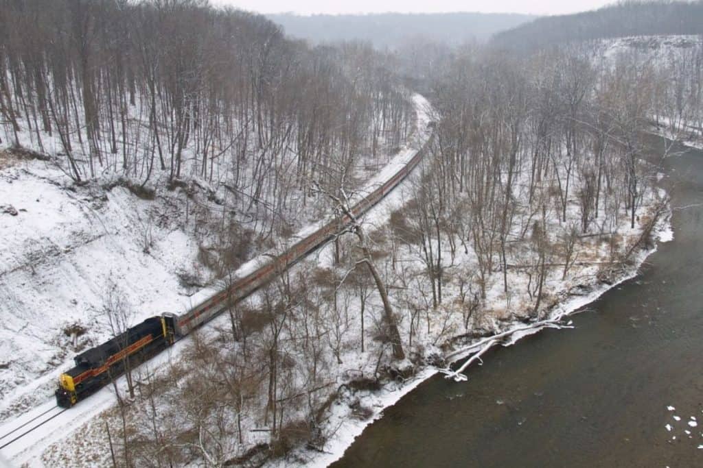 unique winter adventures in national parks - ride the Cuyahoga Valley Scenic Railroad