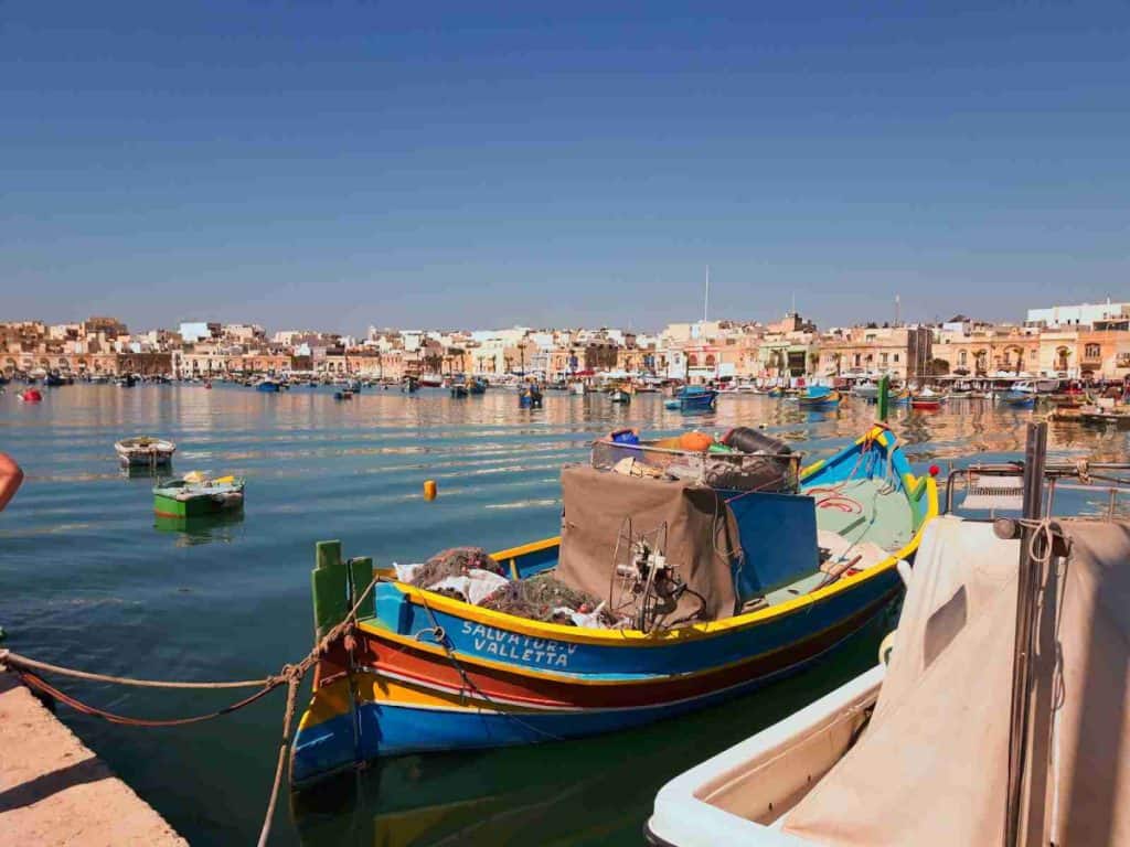 Boats along the coast of Malta