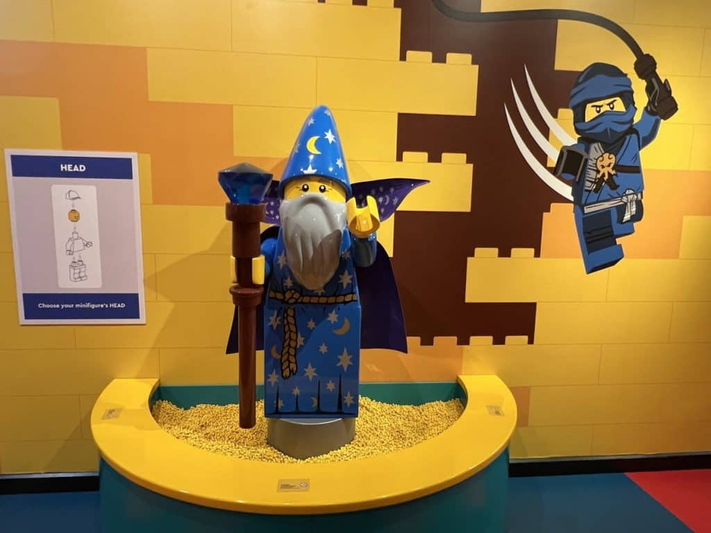 Head bin to create a minifigure at LEGO Atlanta store