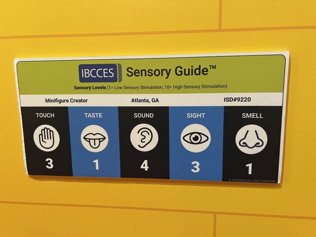 Sensory guide at LEGO Atlanta store