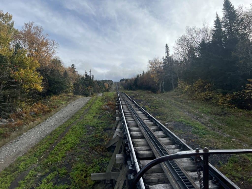 View of the train tracks leading up Mount Washington