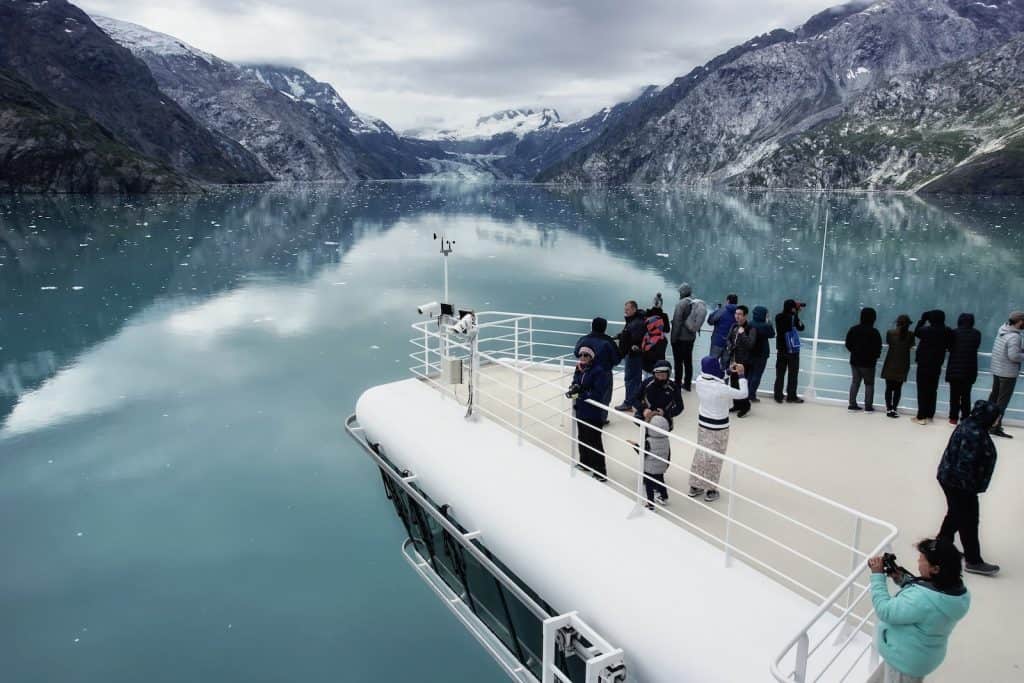 Passengers on an Alaskan cruise
