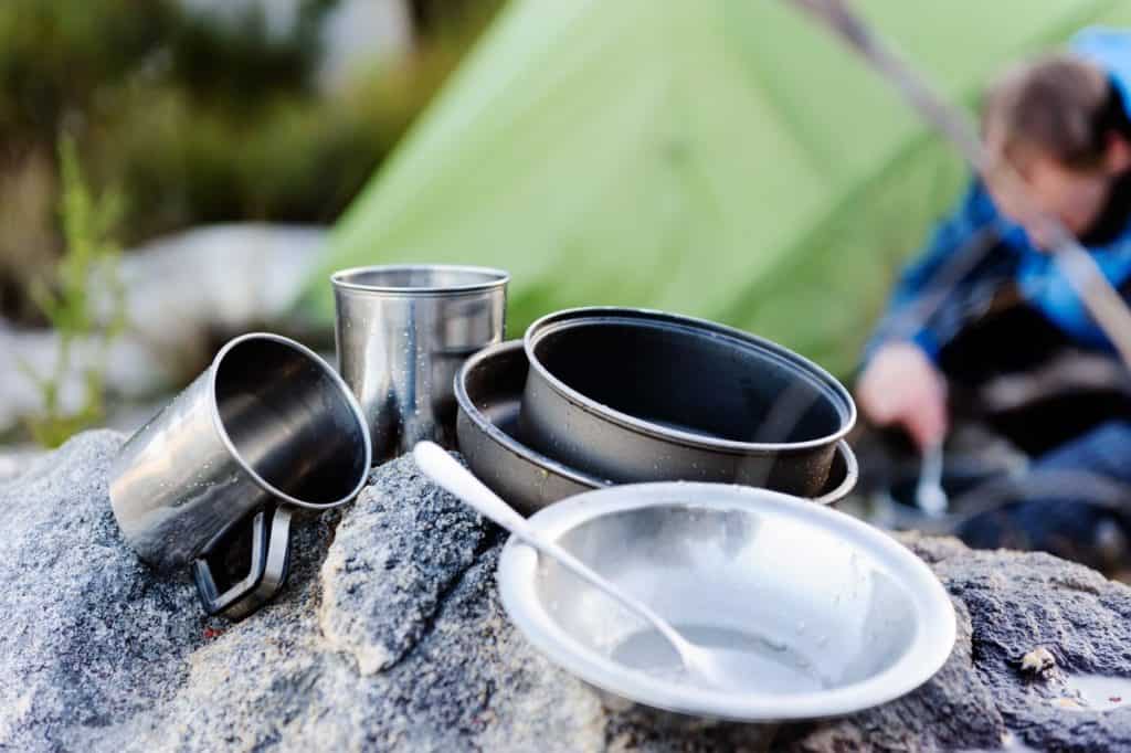 camping meal supplies - cup, bowls, and utensils
