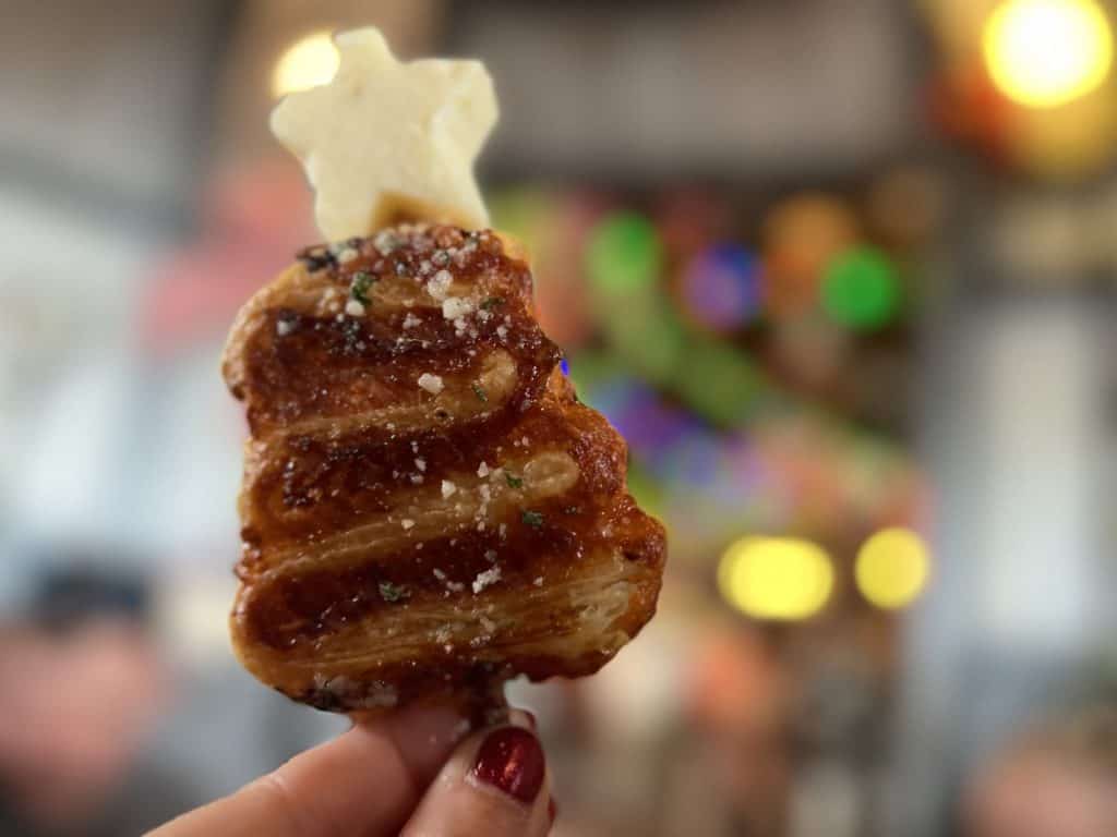 Disney Springs Hangar Bar menu at Christmas - O' Ham N' Cheese Trees