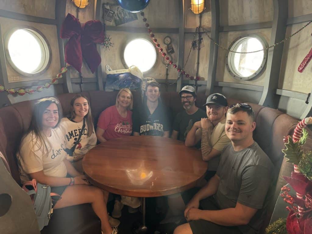 Sitting inside the diving bell in the Disney Springs Holiday Bar