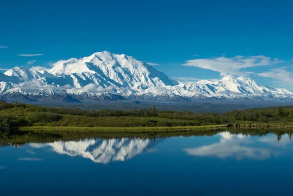 Denali reflecting in Wonder Lake