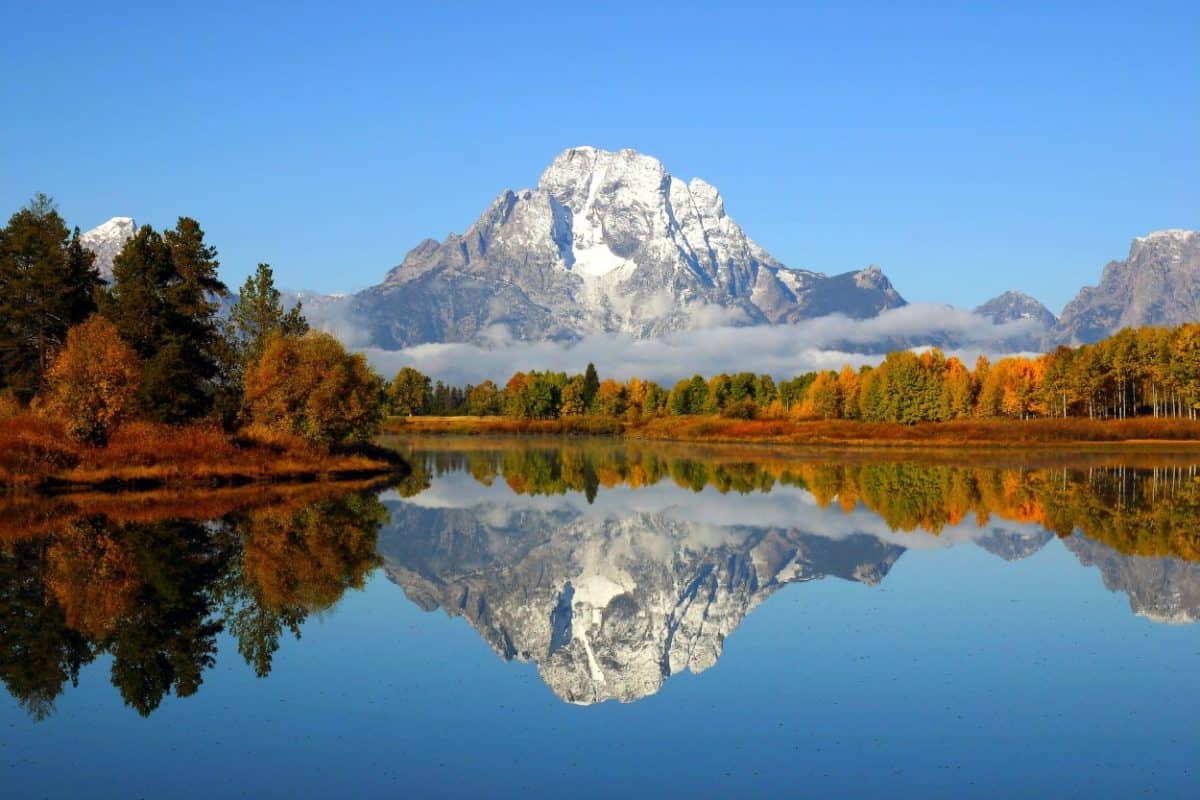 Grand Teton Mountains reflect in a lake
