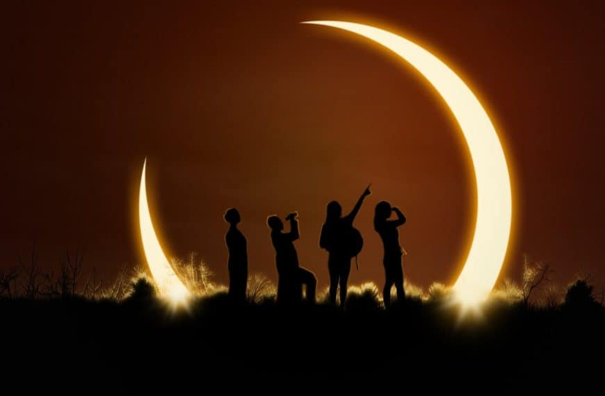 People looking at a solar eclipse