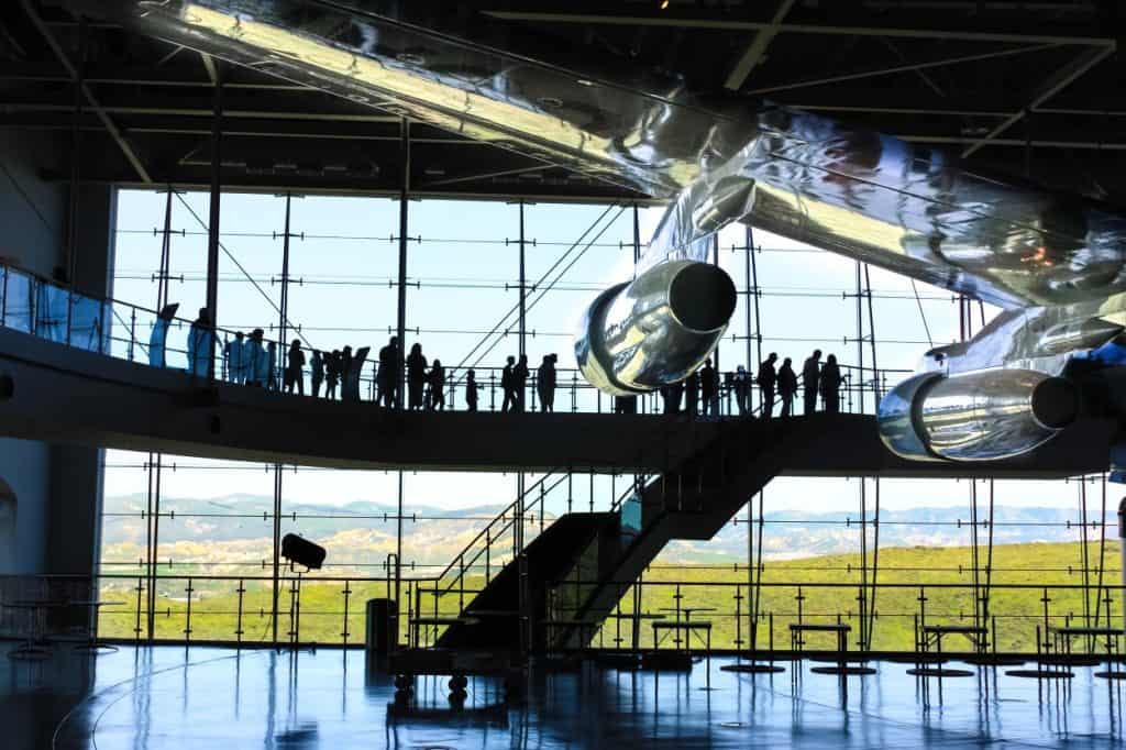Guests line up to see the Air Force One exhibit at the Ronald Reagan Presidential Library and Museum.