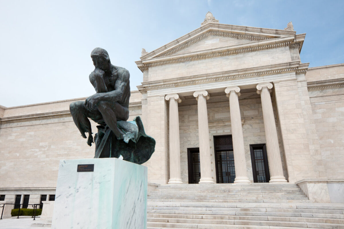 Auguste Rodin statue in front of the Cleveland Museum of Art