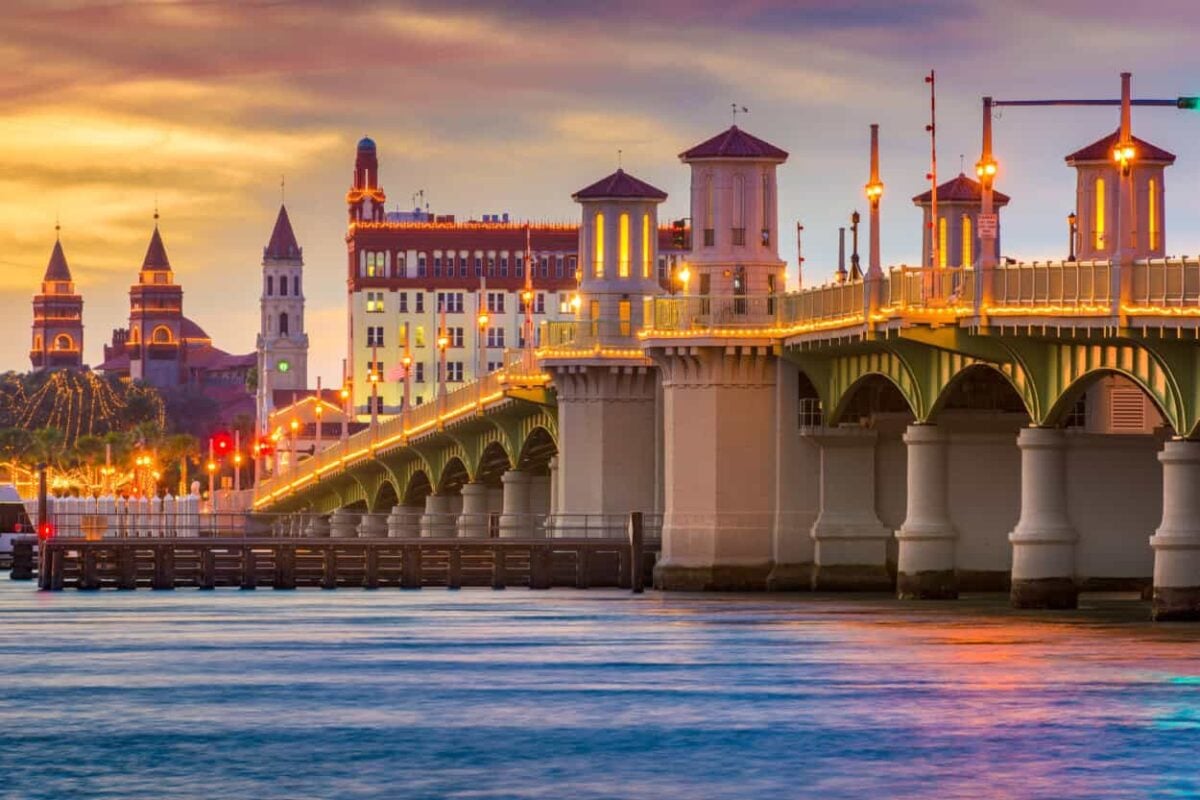 Nightfall occurs at St. Augustine, Florida