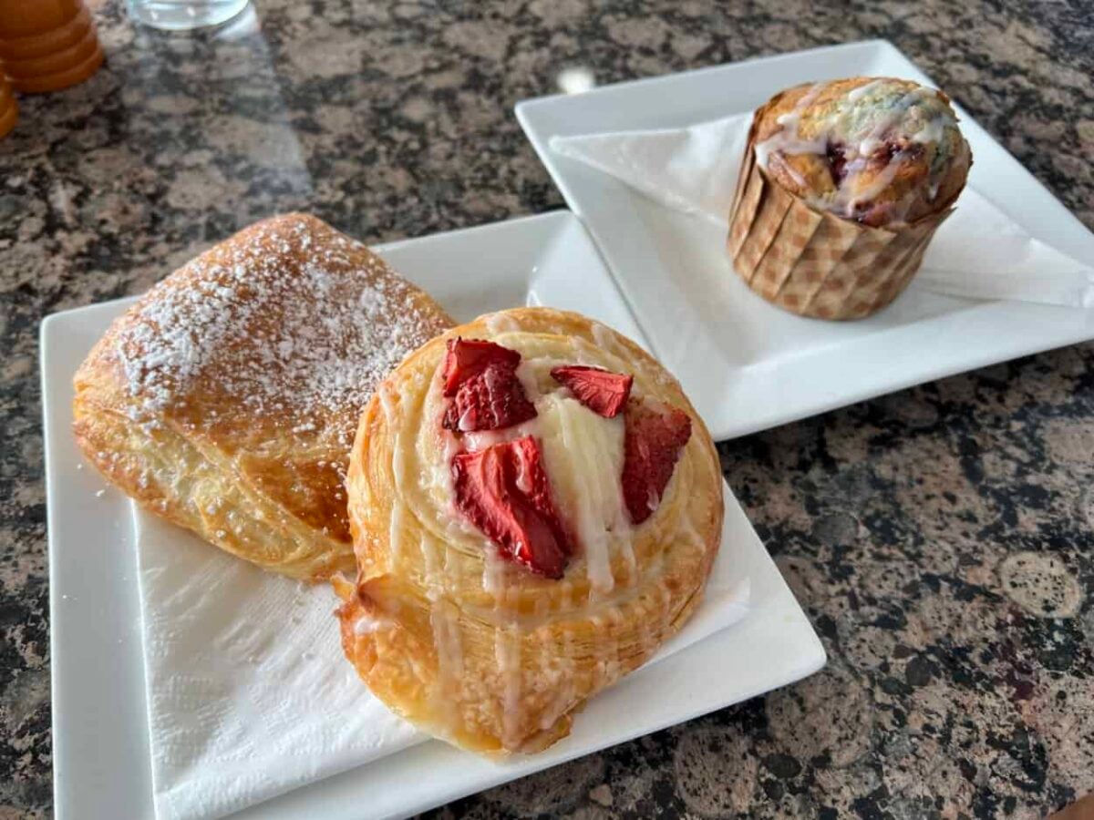 Pastries sit on a table