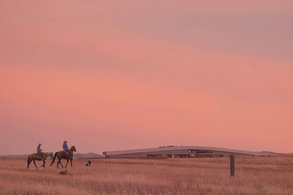 Rendering of the Theodore Roosevelt Presidential Library at dawn
