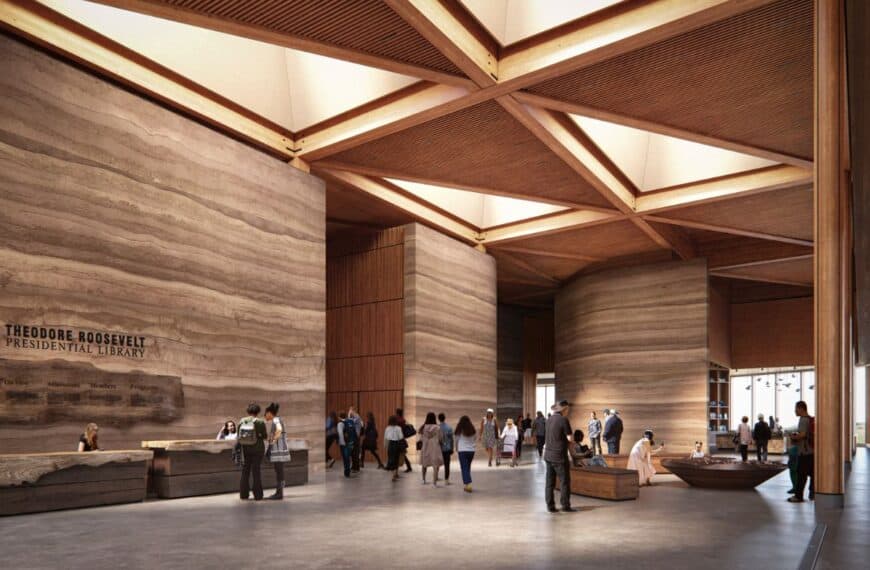 Rendering of the Theodore Roosevelt Presidential Library lobby