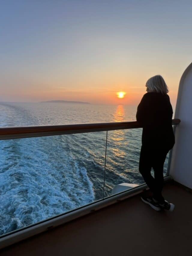 looking out from a balcony on a cruise ship