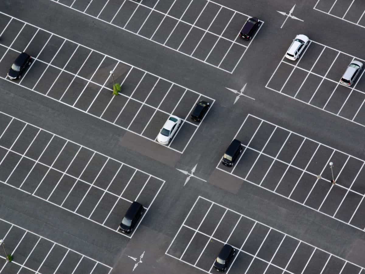 A mostly empty parking lot.