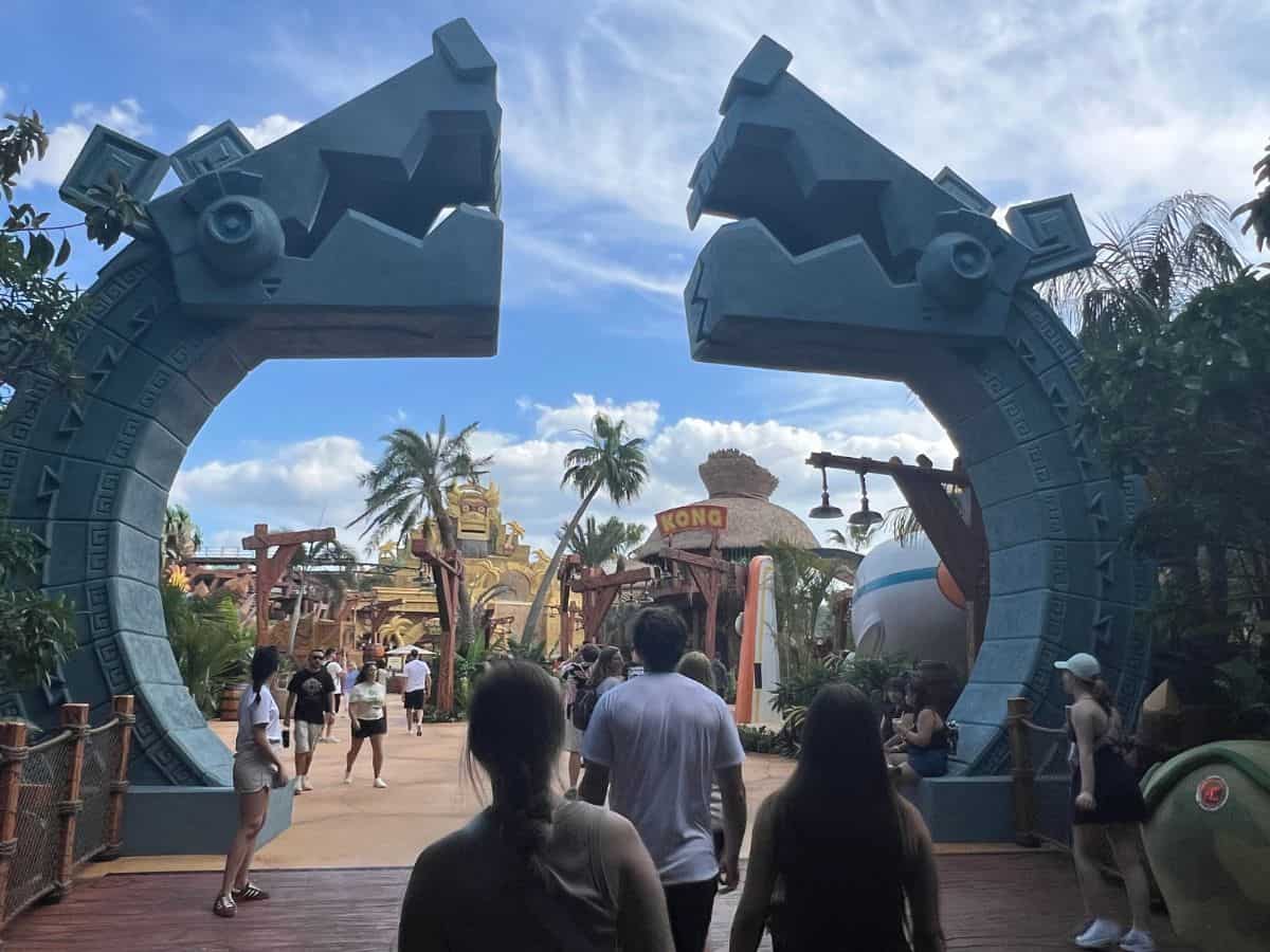 Guests enter Donkey Kong Country in Super Nintendo World