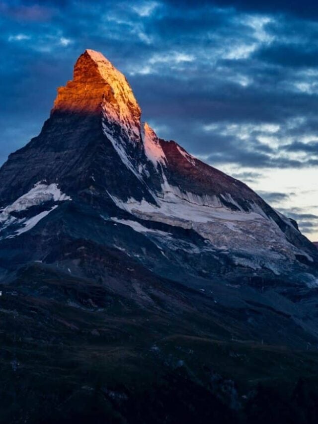 tall mountain at sunset