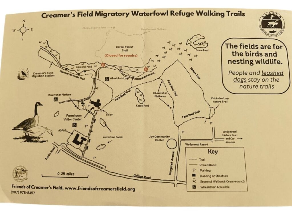 map of Creamer's Field Migratory Waterfowl Refuge, Fairbanks, Alaska