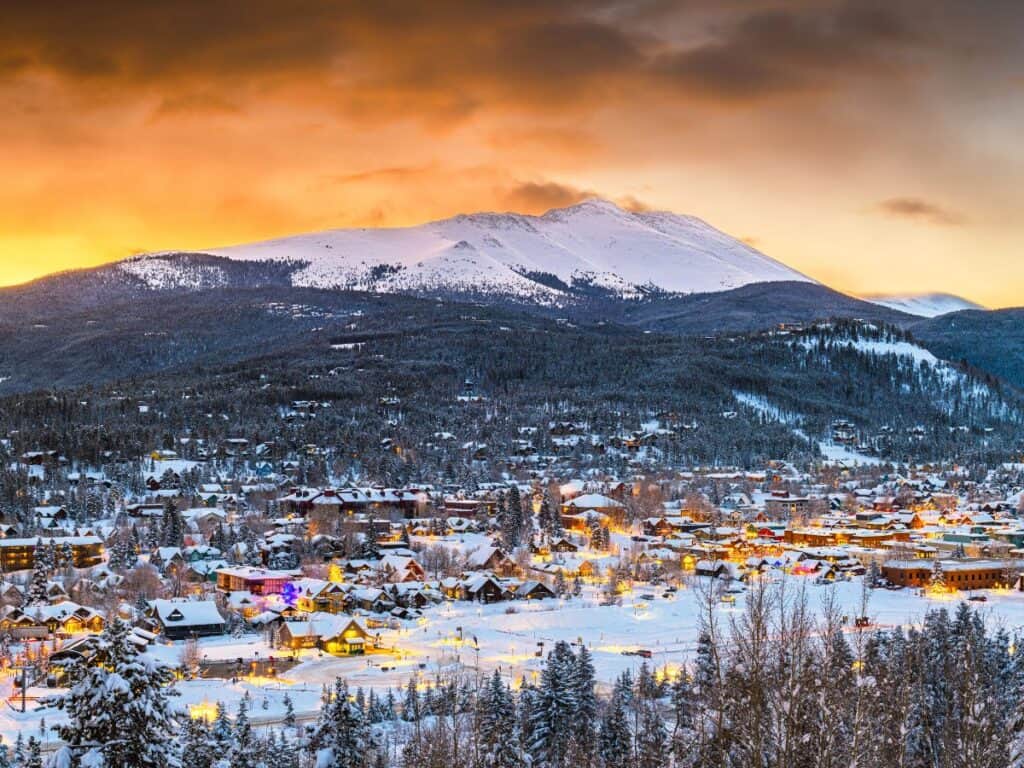 Breckenridge, CO skyline at dusk