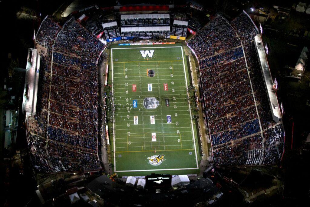 Aeriel view of McMahon Stadium during the Grey Cup, Calgary.